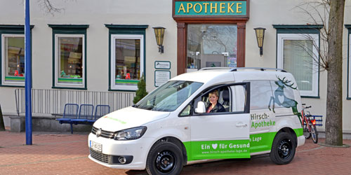 Bild des Servicewagens der Hirsch-Apotheke